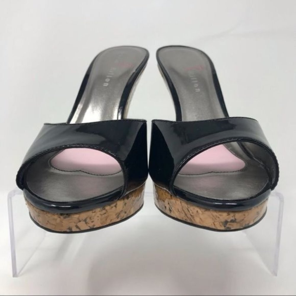 NWT Paris Hilton Black Patent Charme Platform Slide 9M - Picture 5 of 13